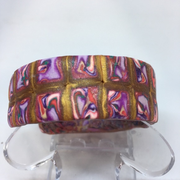 Unique Handmade Polymer Clay Cuff Bracelet - Picture 3 of 5